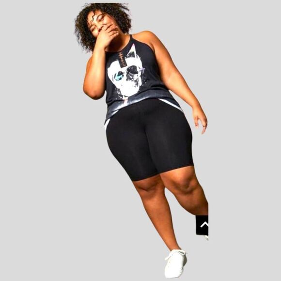 TORRID Black & Ivory Tie Dye skull high Neck Tank Top - Picture 3 of 15